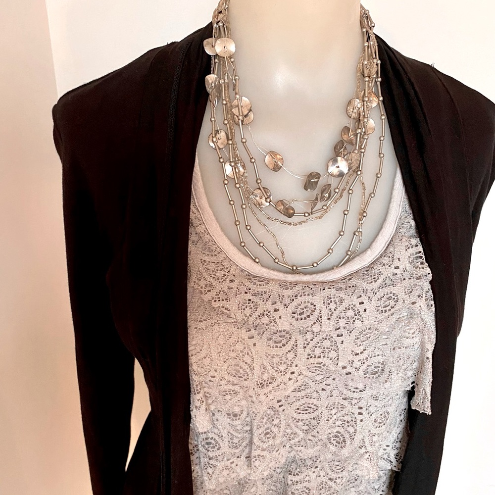 Charlotte Rouse Gray Ruffled Tank Top Size Medium - Picture 2 of 6
